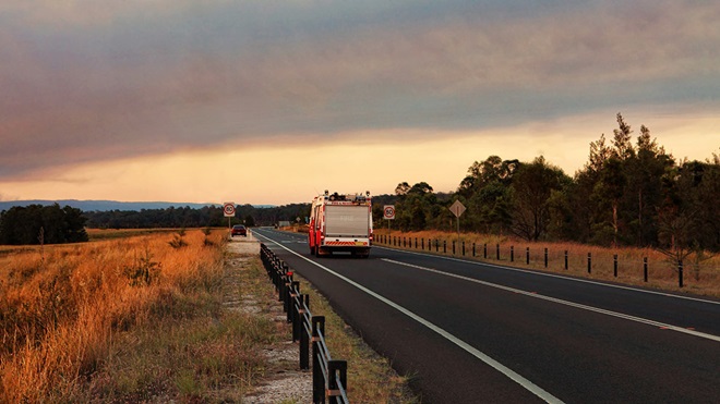 australian fire truck on country road